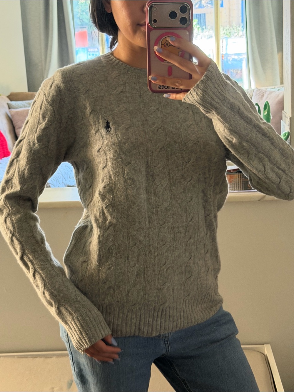 Polo by Ralph Lauren 100% Wool Cable Crewneck Sweater